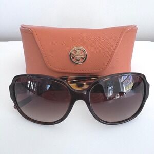 Tory Burch TY7073 Sunglasses Tortoise Shell Gold Logo Butterfly Oversized Womens